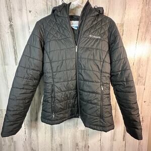 Columbia Hooded Puffer Coat | Black | Sz Medium | Water-Resistant | Lightweight